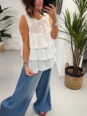 The Rio Ruffle Top - White