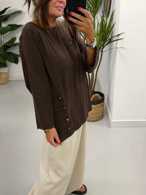 Military Slouch Top - Chocolate