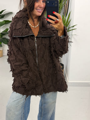 Shelby Shaggy Jacket - Chocolate