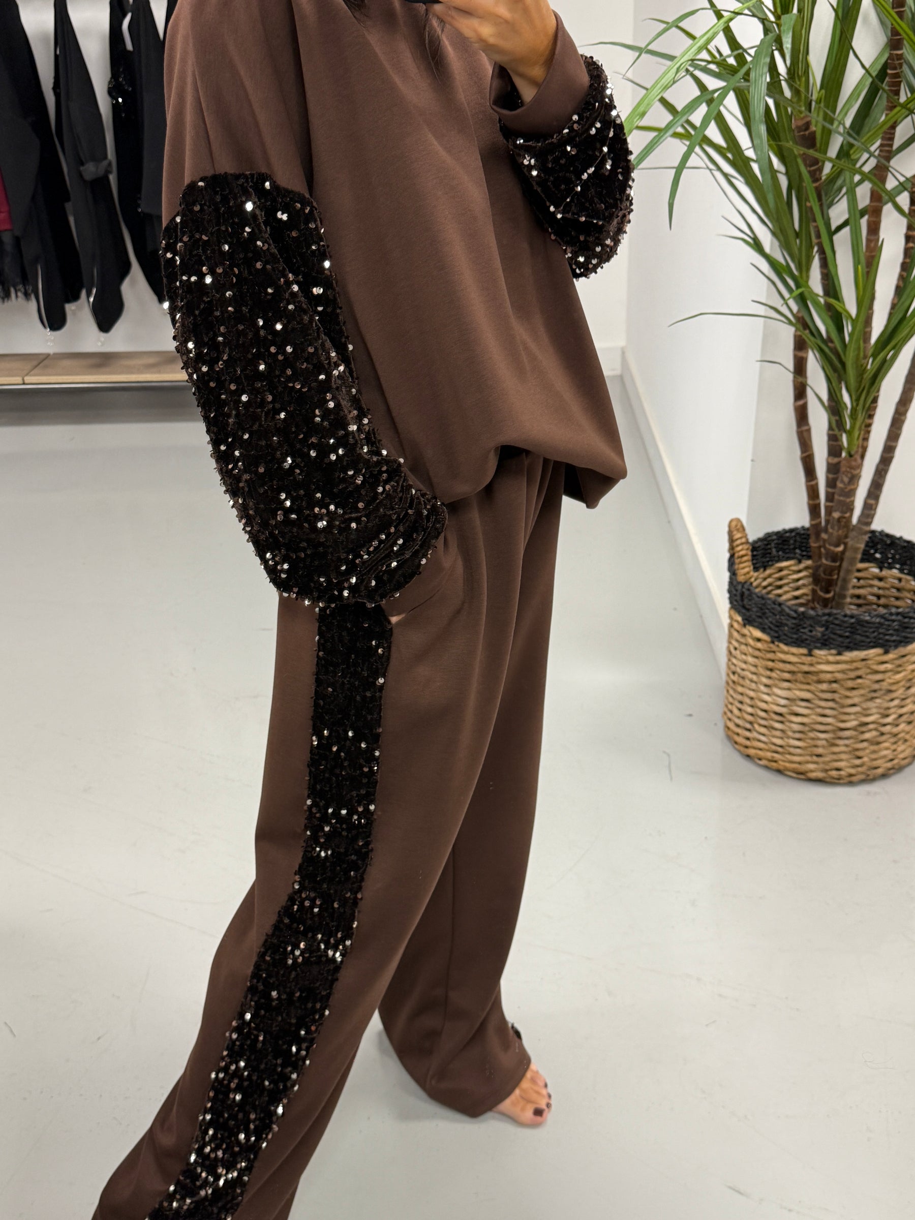 The Scuba Sequin Two Piece - Chocolate