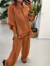 The Autumn Check Ruffle Tunic - Orange