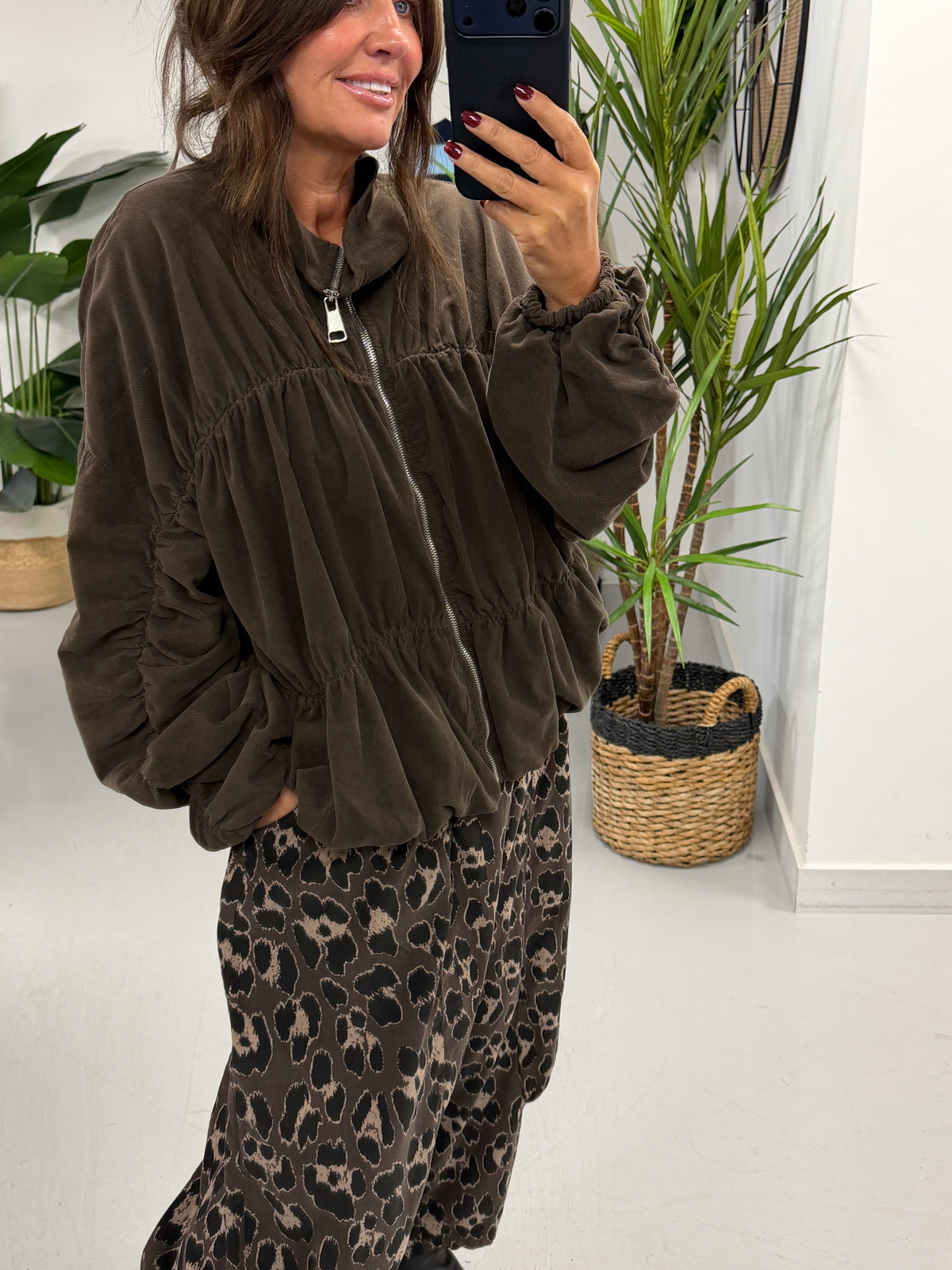 The Needlecord Ruffle Bomber - Chocolate (Size 10 - 16)
