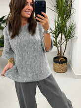 Sofia Soft Knit Crop Sleeve Knit Jumper - Grey (Size 10-16)