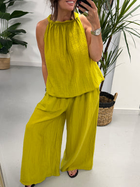 The Halterneck Crinkle Co Ord - Pistachio