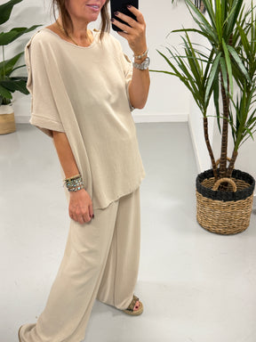 Gold Button Two Piece - Stone