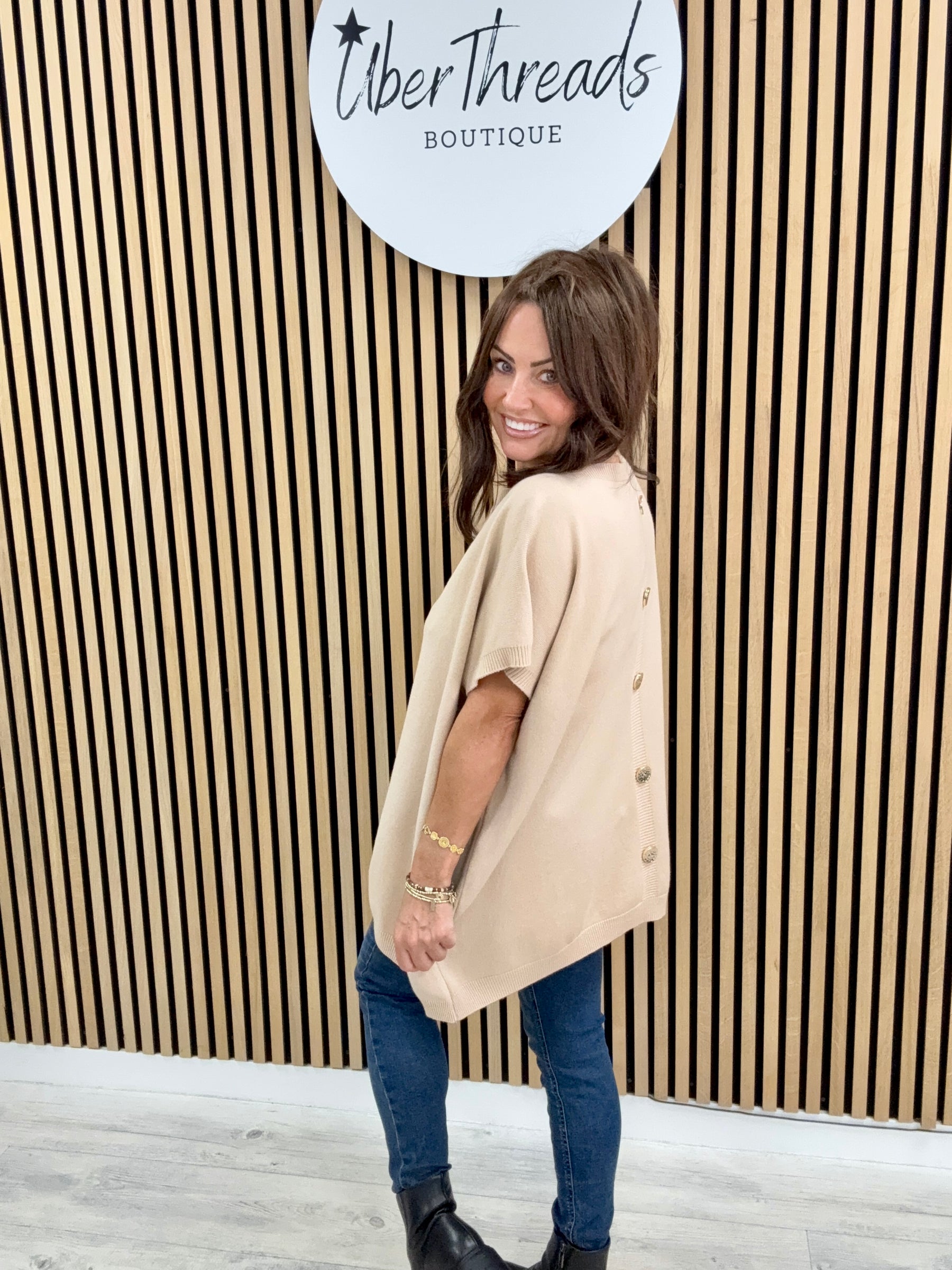 The Knitted Button Back Tank - Cream