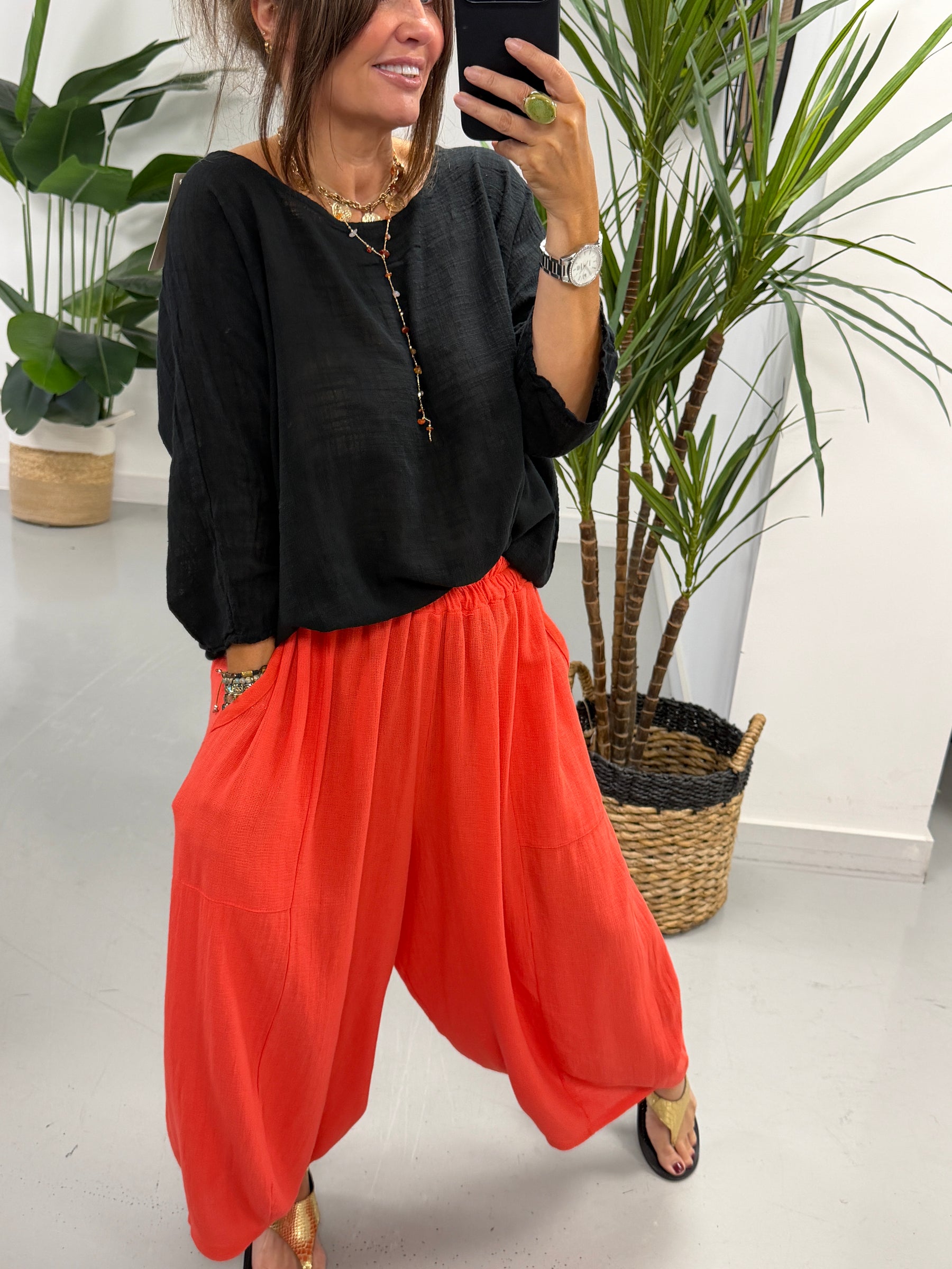 Cropped Sahara Balloon Pants - Coral