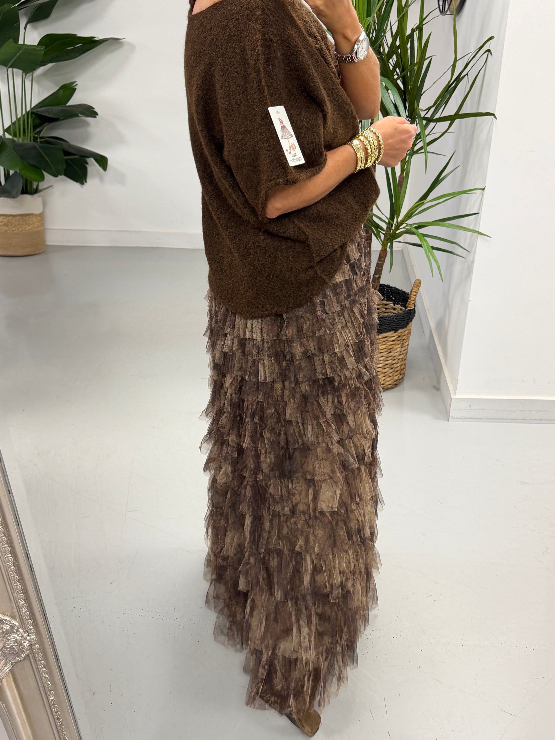 The Manhattan Tiered Tulle Skirt - Chocolate (Size 12-20)