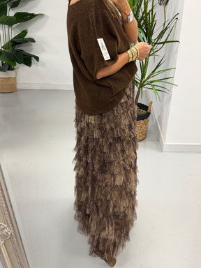 The Manhattan Tiered Tulle Skirt - Chocolate (Size 12-20)