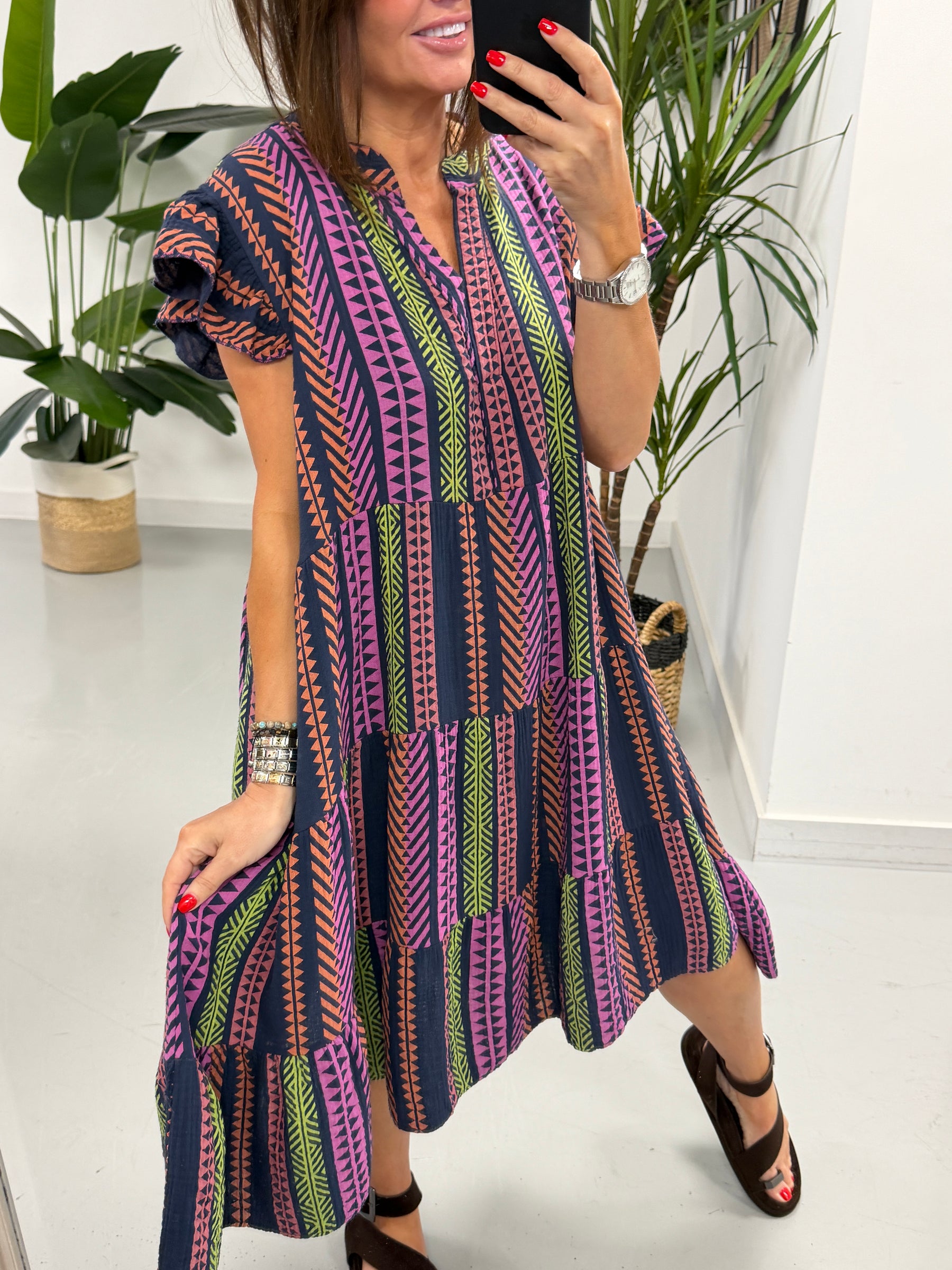 The Valencia Tiered Smock/Dress - Navy