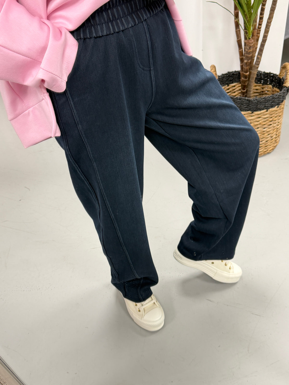 Denim Effect Cocoon Joggers - Sized -Blue