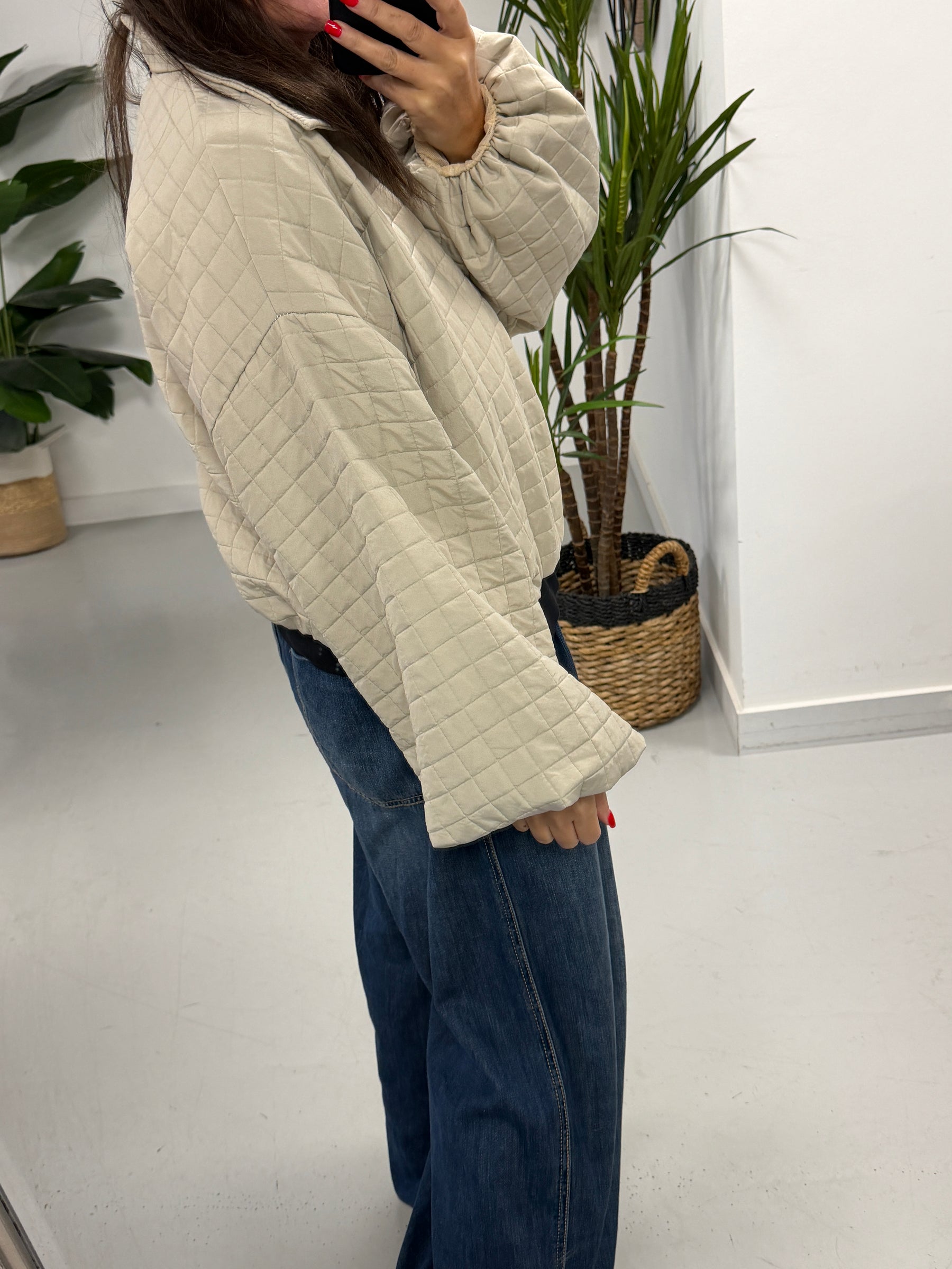 Lightweight Quilted Bomber - Mocha