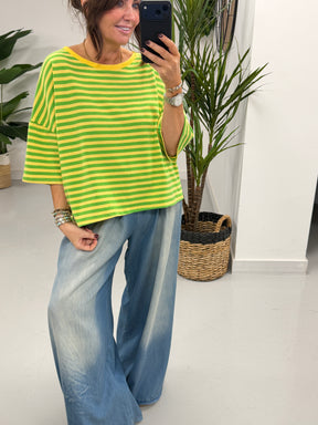 Sugar Rush Stripe Tee - Green/Yellow