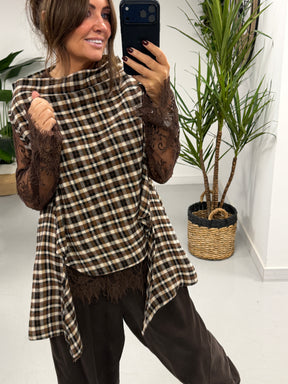 The Bailey Brushed Cotton Plaid Tank - Chocolate (Size 10-16)