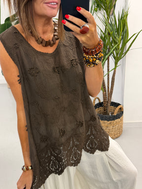 Florence Broderie Top - Chocolate