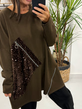 The Sequin Scuba Zip Top - Chocolate