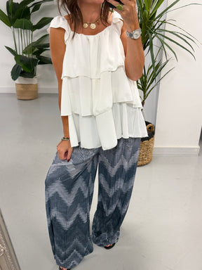 ZigZag Plisse Summer Trouser - Grey
