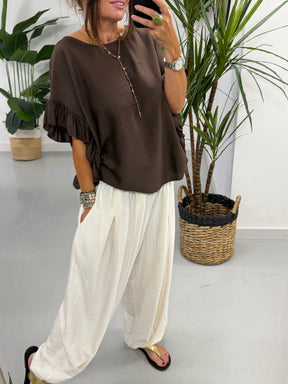 The Shirred Balloon Trouser - Buttercream