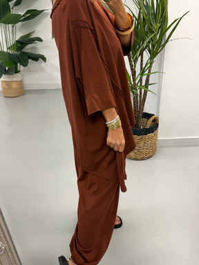 The Freestyle Slouch Handkerchief Hem Sweat - Rust
