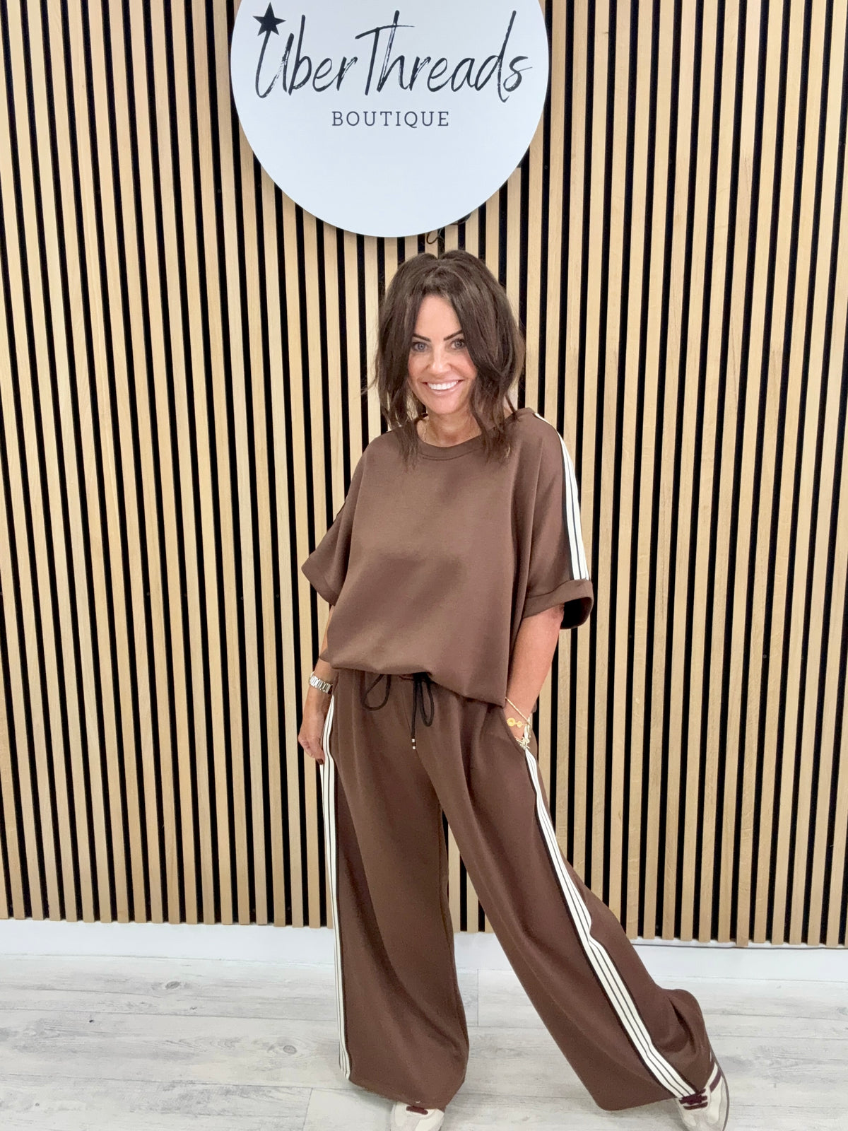 The Autumn Stripe Lounge Set - Chocolate