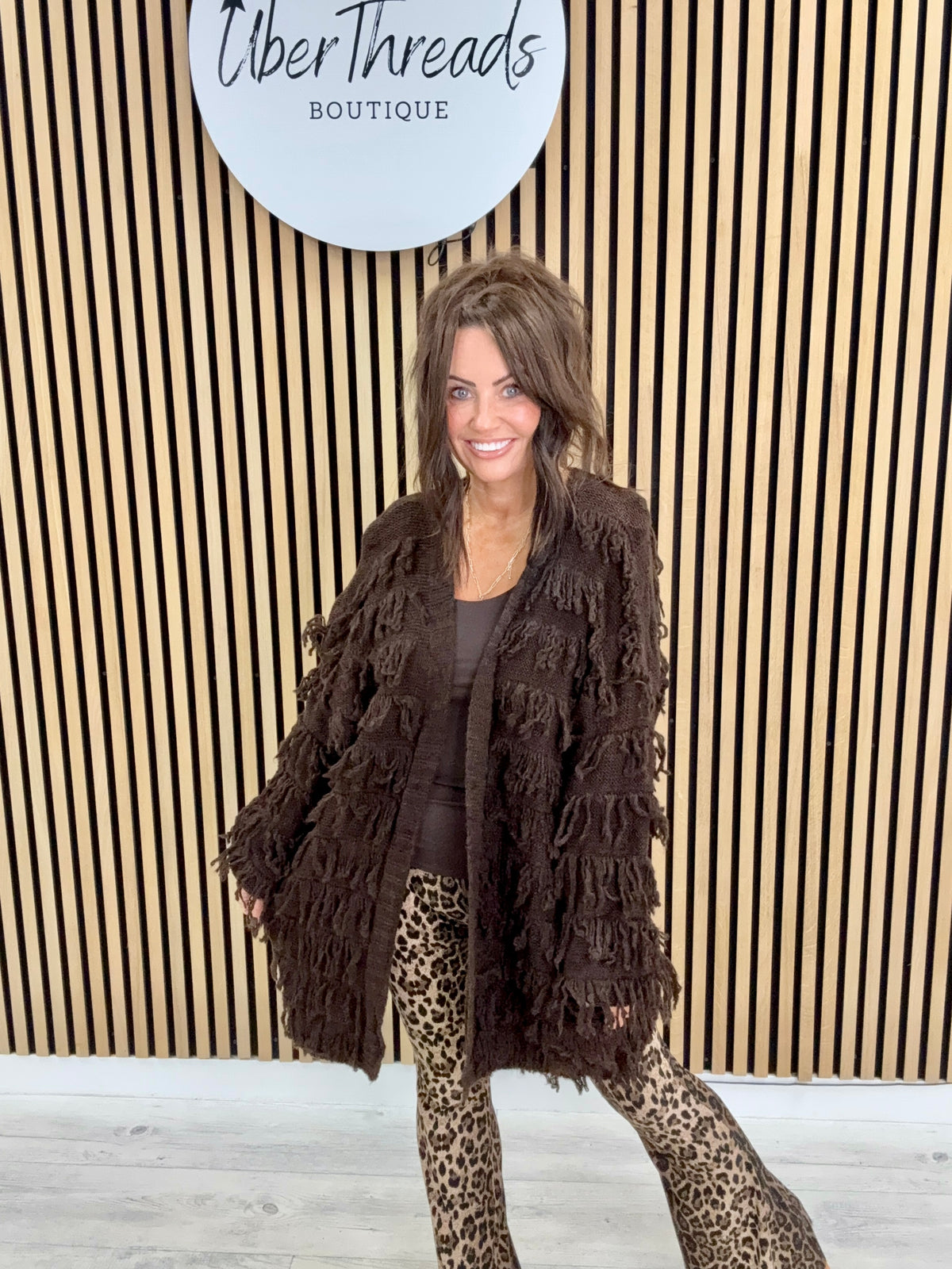 The Shaggy Longline Cardigan - Chocolate