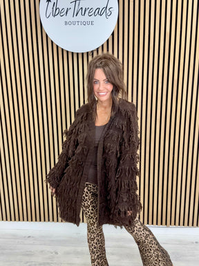 The Shaggy Longline Cardigan - Chocolate