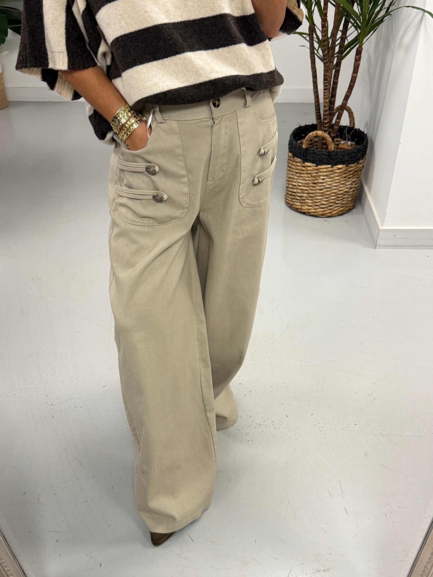 Savannah Military Jeans - Stone (Size 12/14)