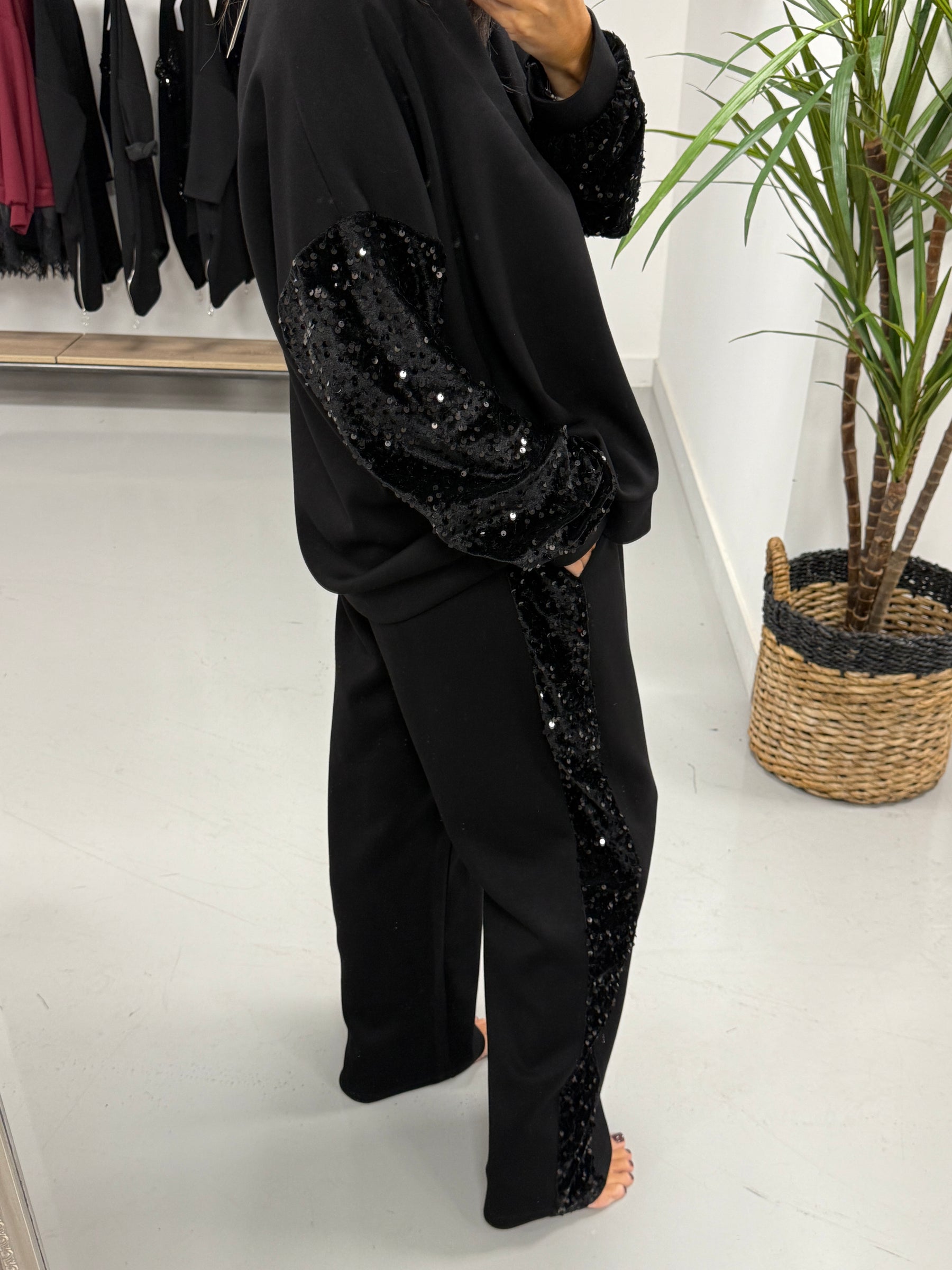 The Scuba Sequin Two Piece - Black