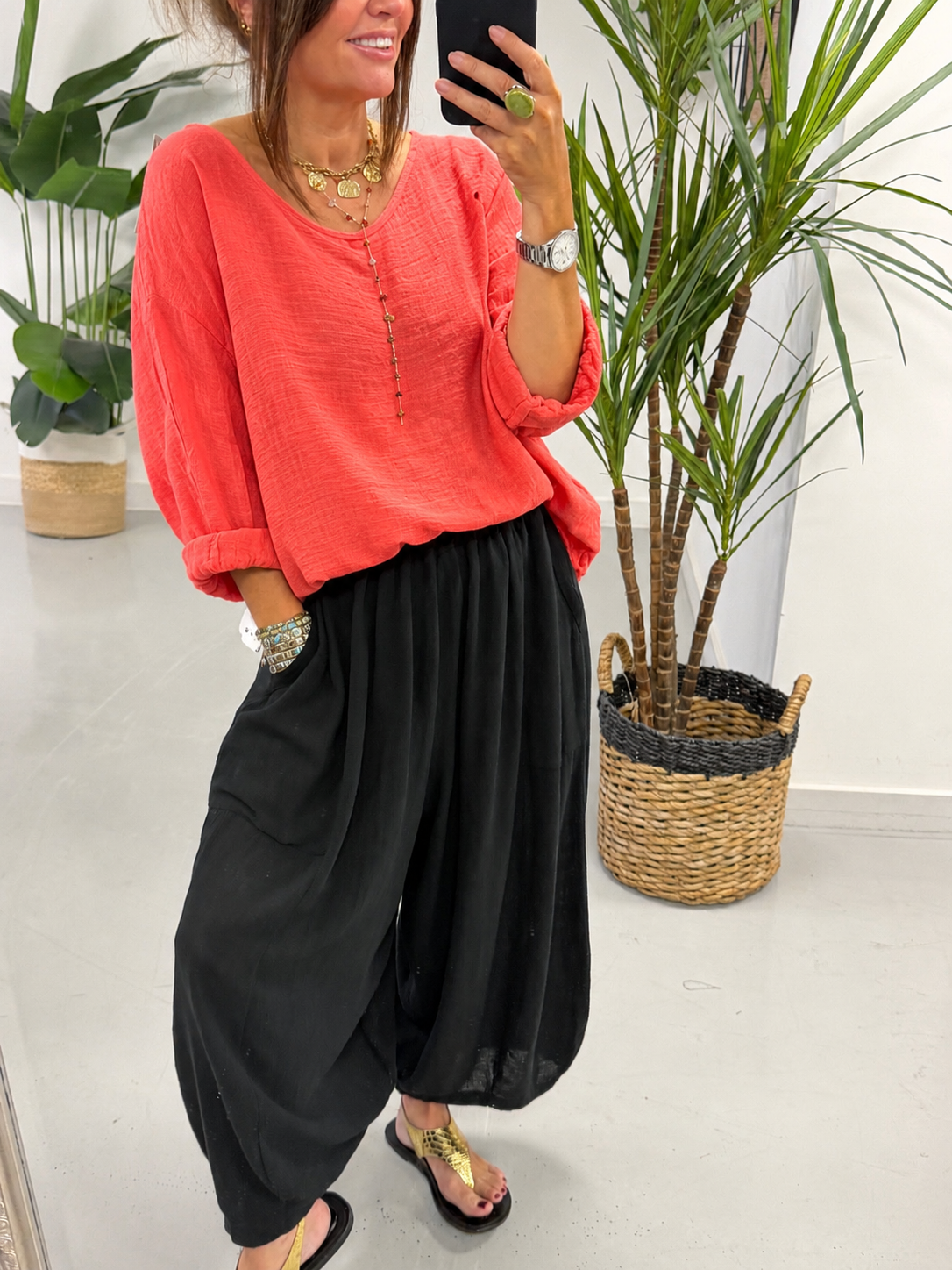 Basic Cotton Top - Coral