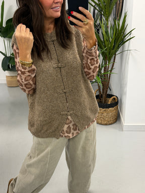 Shanghai Sleeveless Knit - Oatmeal  (Size 12-18)