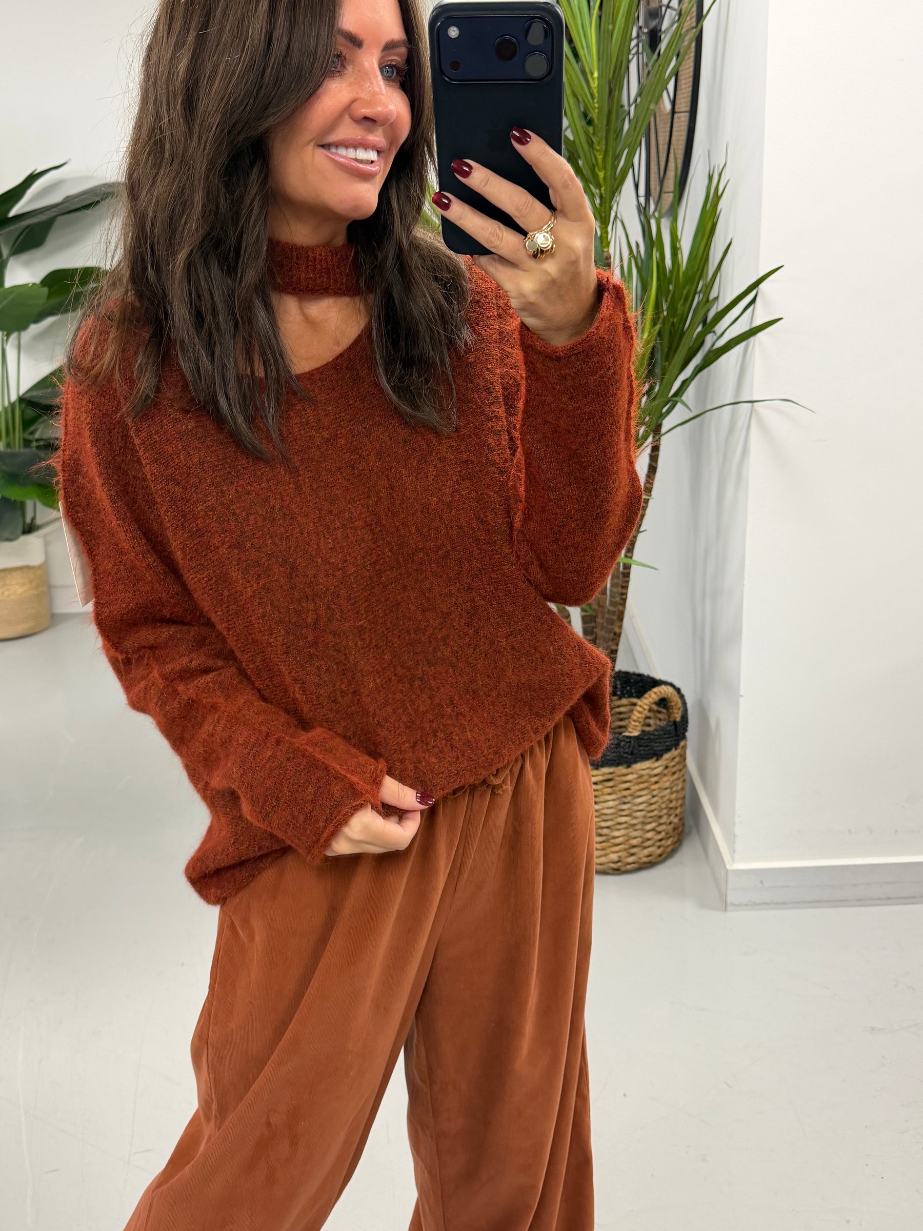 Slash Neck Knit  - Rust (Size 10-16)
