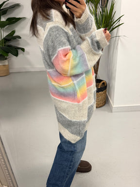 Oversized Stripe Knit Jumper  - pastel (12-20)