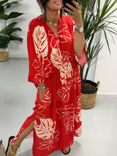 Leaf Cross Over Dress - Red