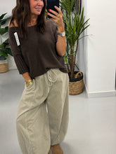 Crop Sleeve Boat Neck Knit - Chocolate (Size 10 - 16)