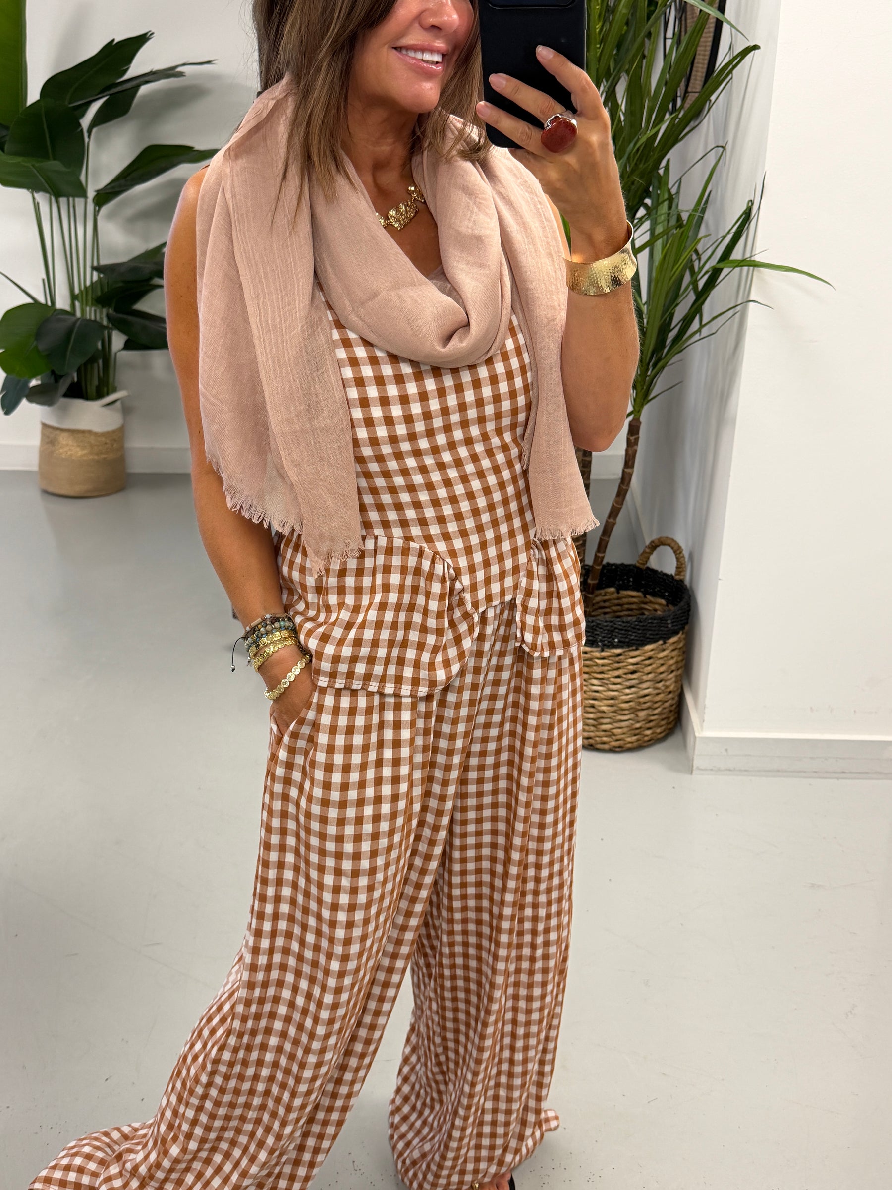 Summer Check Two Piece - Apricot