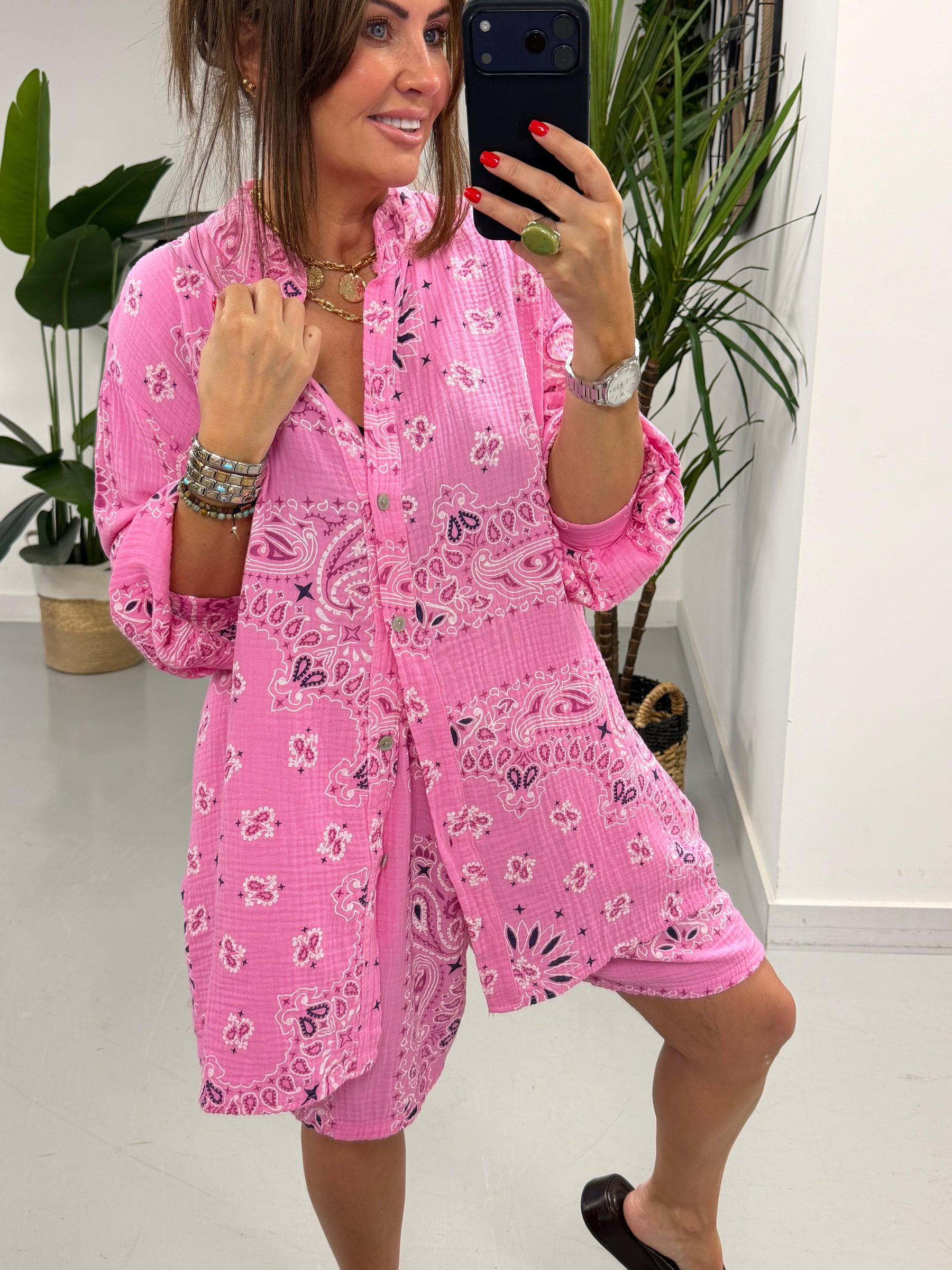 The Valencia Bandana Short Set - Pink