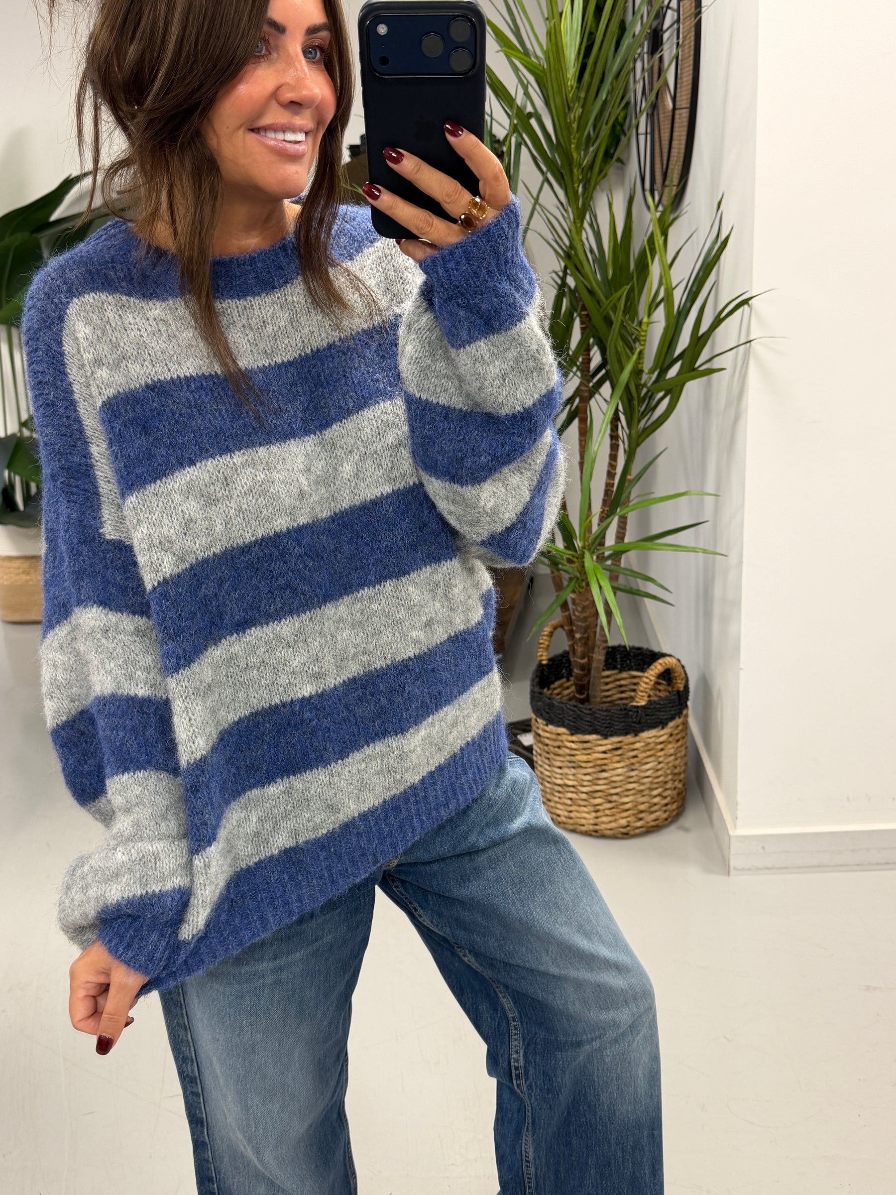 The Buxton Stripy Knit - Blue/Grey (Size 8-16)