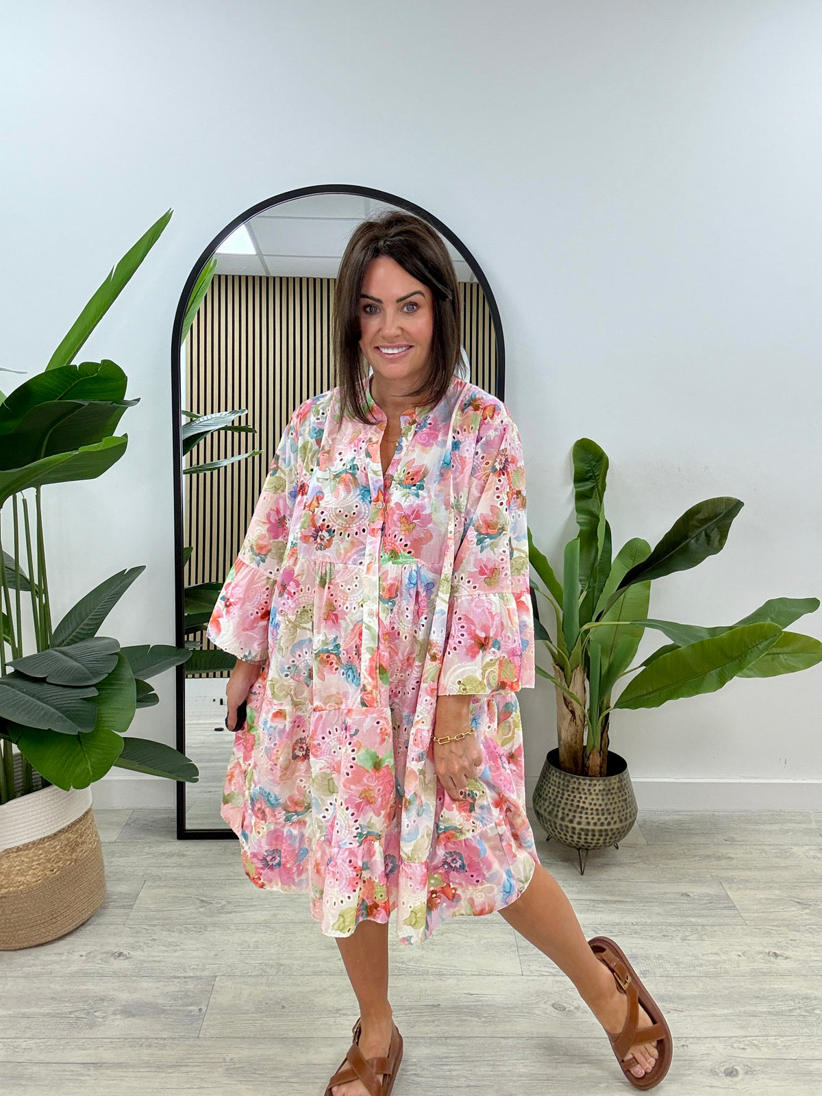 The Brodie Floral Smock -Pink