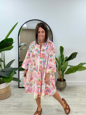 The Brodie Floral Smock -Pink