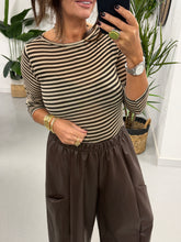 The Cashmere Blend Stripe Mesh - Chocolate  (Size 8-14)