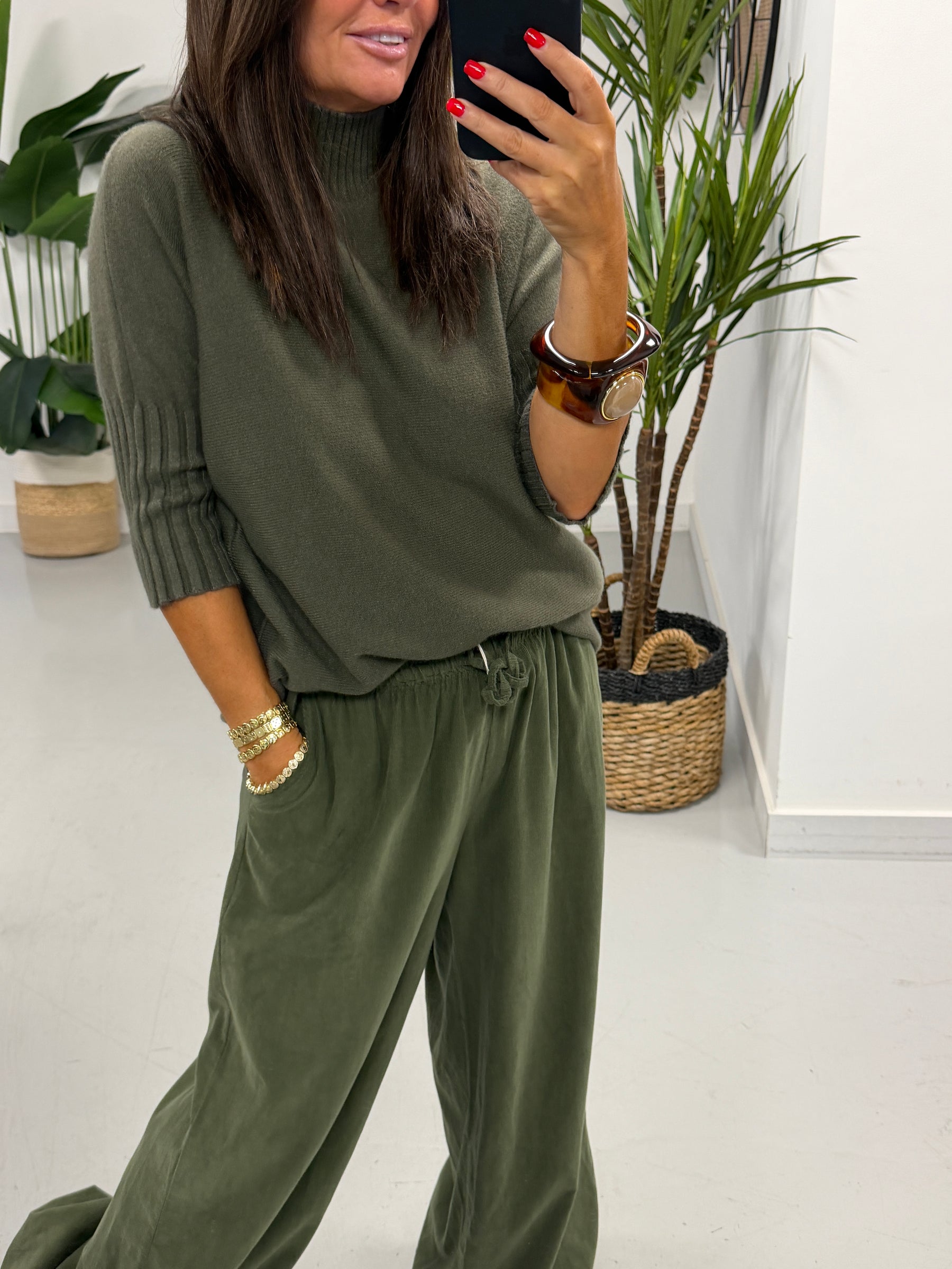 Crop Sleeve Knit - Green