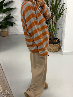 Sunset Stripe Raw Edge - Rust/Taupe  (Size 10-16)