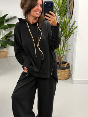 Scuba Hooded Sweater- Black (Size 12-16/18)