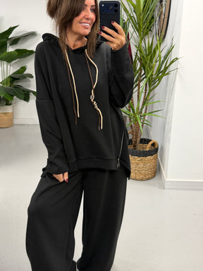 Scuba Hooded Sweater- Black (Size 12-16/18)