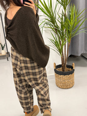 The Button Bow Cosy Knit - Chocolate