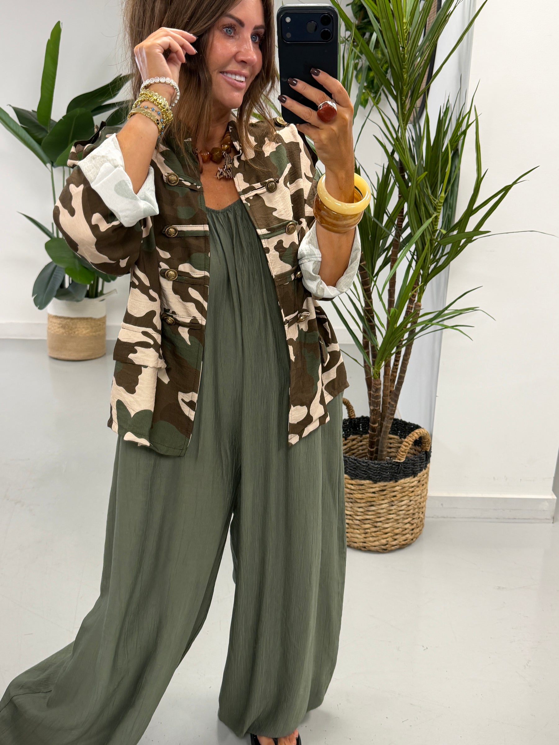 Camo Military Jacket Khaki/Chocolate