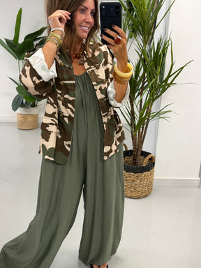 Camo Military Jacket Khaki/Chocolate