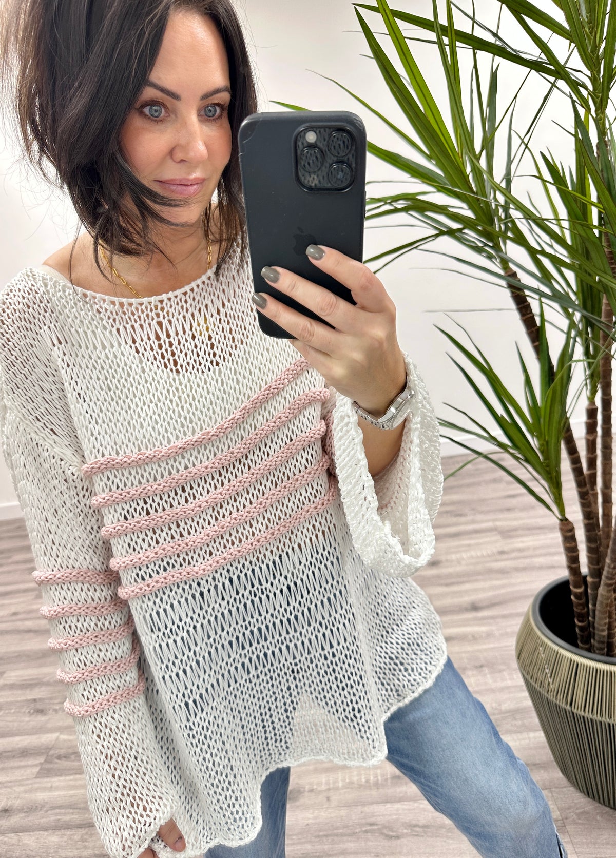 The Marbella Stripe Knit - Baby Pink