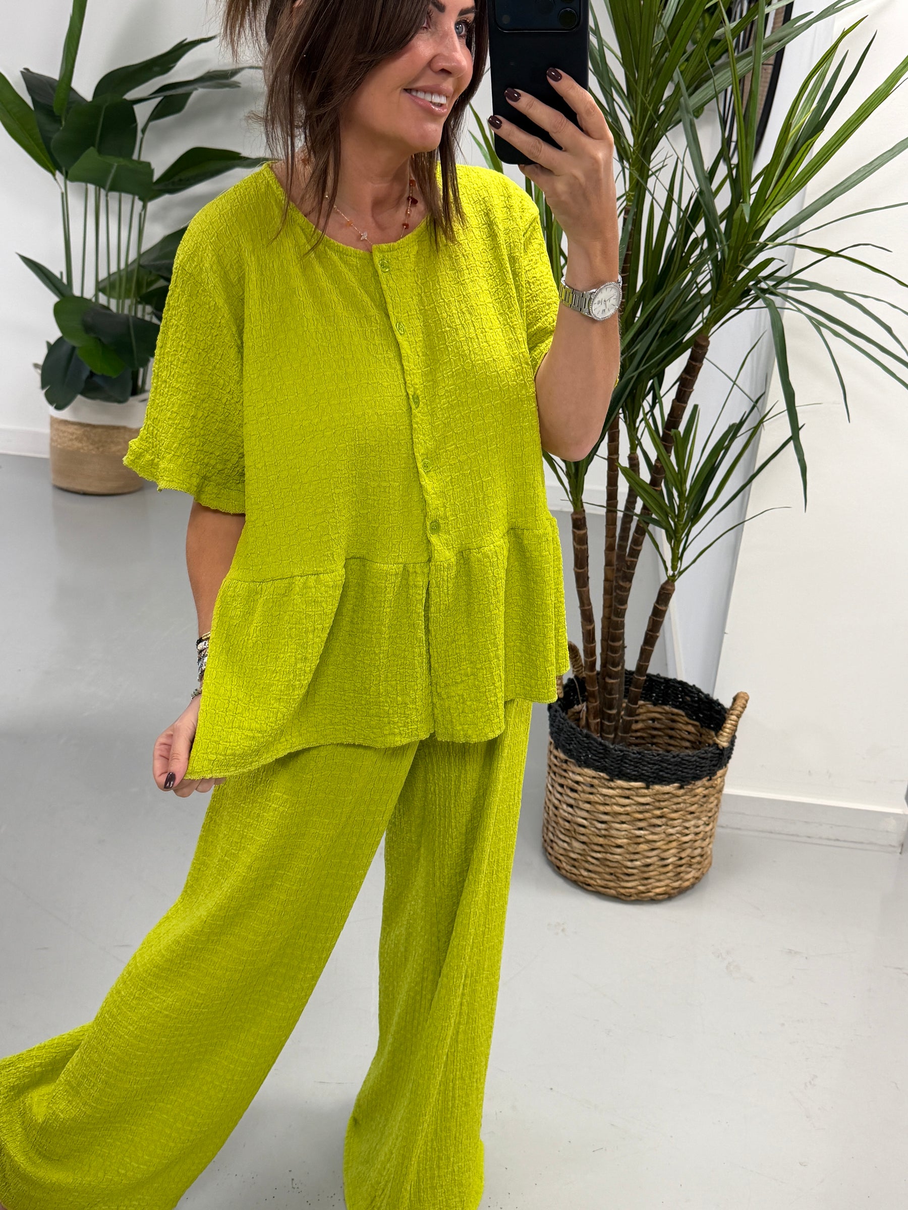 The Hallie Peplum Two Piece - Pistachio