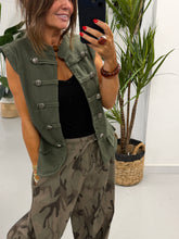 Denim Military Waistcoat - Khaki